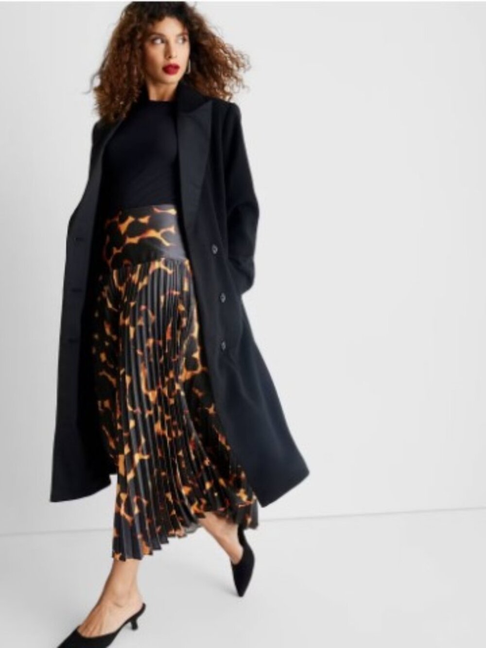 Future Collective - Drop Waist Flame Pleated Maxi Skirt SMALL